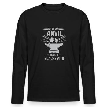 Lustiger Schmied Spruch & Schmieden - Männer Premium Bio Langarmshirt - Schwarz - Vorne - Nico (187cm)