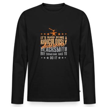 Lustiger Schmied Spruch & Schmieden - Männer Premium Bio Langarmshirt - Schwarz - Vorne - Nico (187cm)