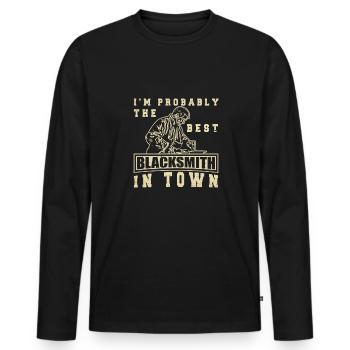 Lustiger Schmied Spruch & Schmieden - Männer Premium Bio Langarmshirt - Schwarz - Vorne - Nico (187cm)