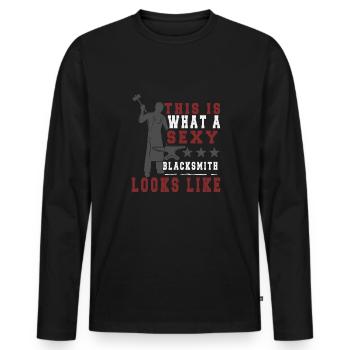 Lustiger Schmied Spruch & Schmieden - Männer Premium Bio Langarmshirt - Schwarz - Vorne - Nico (187cm)