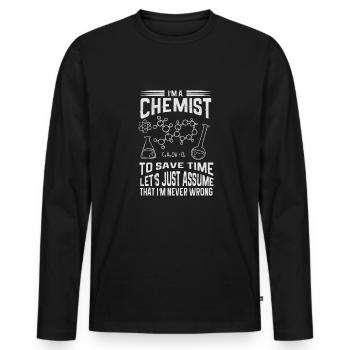 Chemie Lehrer Wissenschaftler Chemieker - Männer Premium Bio Langarmshirt - Schwarz - Vorne - Nico (187cm)