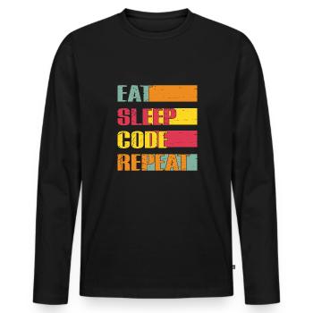Lustiger Informatiker Spruch, Informatik - Männer Premium Bio Langarmshirt - Schwarz - Vorne - Nico (187cm)