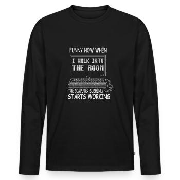 Lustiger Informatiker Spruch, Informatik - Männer Premium Bio Langarmshirt - Schwarz - Vorne - Nico (187cm)