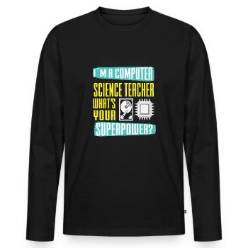 Lustiger Informatiker Spruch, Informatik - Männer Premium Bio Langarmshirt - Schwarz - Vorne - Nico (187cm)