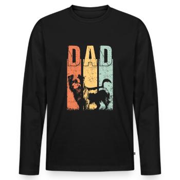 Sprollie Dad Chien Papa Maître Papa Vintage - T-shirt manches longues Premium bio Homme - noir - Devant - Nico (187cm)