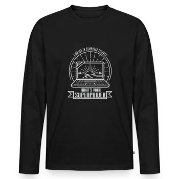 Lustiger Informatiker Spruch, Informatik - Männer Premium Bio Langarmshirt - Schwarz - Vorne - Nico (187cm)