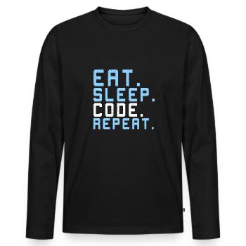Lustiger Informatiker Spruch, Informatik - Männer Premium Bio Langarmshirt - Schwarz - Vorne - Nico (187cm)