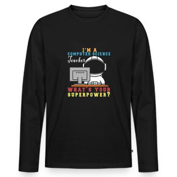Lustiger Informatiker Spruch, Informatik - Männer Premium Bio Langarmshirt - Schwarz - Vorne - Nico (187cm)