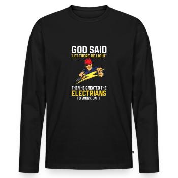 Lustige Elektriker Sprüche I Eliktriker - Männer Premium Bio Langarmshirt - Schwarz - Vorne - Nico (187cm)