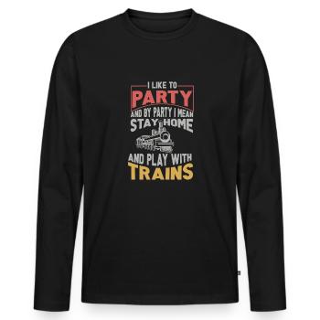 Lokführer Bahn Design I Model Eisenbahn - Männer Premium Bio Langarmshirt - Schwarz - Vorne - Nico (187cm)