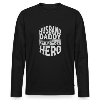 Lokführer Bahn Design I Model Eisenbahn - Männer Premium Bio Langarmshirt - Schwarz - Vorne - Nico (187cm)
