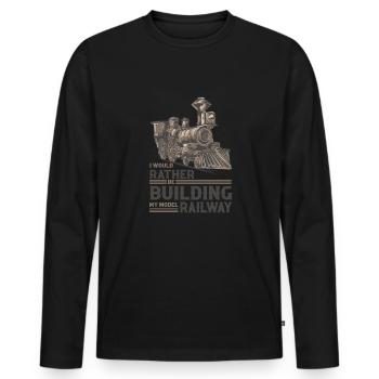 Lokführer Bahn Design I Model Eisenbahn - Männer Premium Bio Langarmshirt - Schwarz - Vorne - Nico (187cm)
