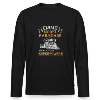 Lokführer Bahn Design I Model Eisenbahn - Männer Premium Bio Langarmshirt - Schwarz - Vorne - Nico (187cm)