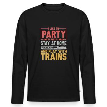 Lokführer Bahn Design I Model Eisenbahn - Männer Premium Bio Langarmshirt - Schwarz - Vorne - Nico (187cm)
