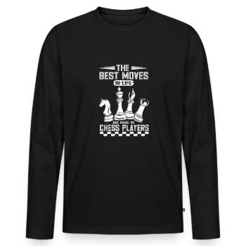 Lusitger Schachspieler Spruch I Schach - Männer Premium Bio Langarmshirt - Schwarz - Vorne - Nico (187cm)