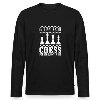Lusitger Schachspieler Spruch I Schach - Männer Premium Bio Langarmshirt - Schwarz - Vorne - Nico (187cm)