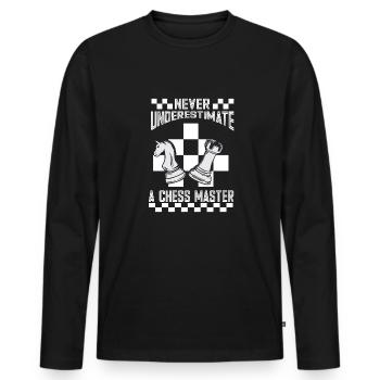 Lusitger Schachspieler Spruch I Schach - Männer Premium Bio Langarmshirt - Schwarz - Vorne - Nico (187cm)