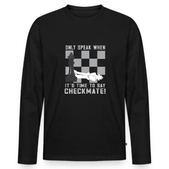 Lusitger Schachspieler Spruch I Schach - Männer Premium Bio Langarmshirt - Schwarz - Vorne - Nico (187cm)