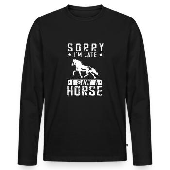 Schönes Reiten Pferde Spruch für Reiter - Männer Premium Bio Langarmshirt - Schwarz - Vorne - Nico (187cm)