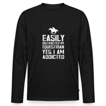 Schönes Reiten Pferde Spruch für Reiter - Männer Premium Bio Langarmshirt - Schwarz - Vorne - Nico (187cm)