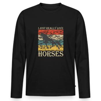Schönes Reiten Pferde Spruch für Reiter - Männer Premium Bio Langarmshirt - Schwarz - Vorne - Nico (187cm)