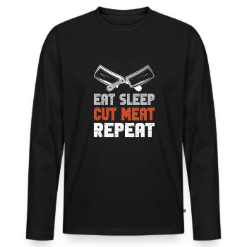 Metzger Fleischer Sprücher I Metzgerei - Männer Premium Bio Langarmshirt - Schwarz - Vorne - Nico (187cm)