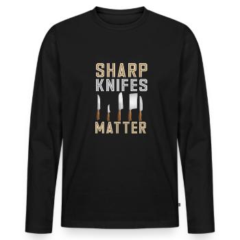 Metzger Fleischer Sprücher I Metzgerei - Männer Premium Bio Langarmshirt - Schwarz - Vorne - Nico (187cm)