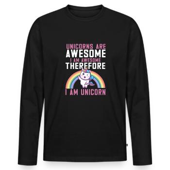 Lustiger Einhorn Spruch I Einhörner - Männer Premium Bio Langarmshirt - Schwarz - Vorne - Nico (187cm)