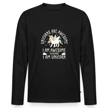 Lustiger Einhorn Spruch I Einhörner - Männer Premium Bio Langarmshirt - Schwarz - Vorne - Nico (187cm)