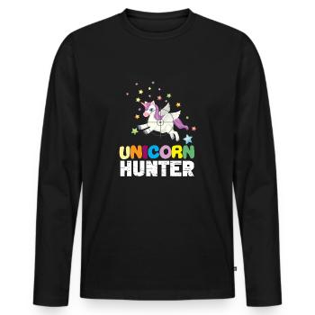 Lustiger Einhorn Spruch I Einhörner - Männer Premium Bio Langarmshirt - Schwarz - Vorne - Nico (187cm)