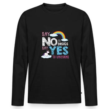 Lustiger Einhorn Spruch I Einhörner - Männer Premium Bio Langarmshirt - Schwarz - Vorne - Nico (187cm)