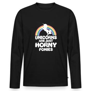 Lustiger Einhorn Spruch I Einhörner - Männer Premium Bio Langarmshirt - Schwarz - Vorne - Nico (187cm)