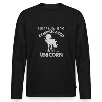 Lustiger Einhorn Spruch I Einhörner - Männer Premium Bio Langarmshirt - Schwarz - Vorne - Nico (187cm)