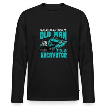 Lustiger Bagger Spruch für Baggerfahrer - Männer Premium Bio Langarmshirt - Schwarz - Vorne - Nico (187cm)