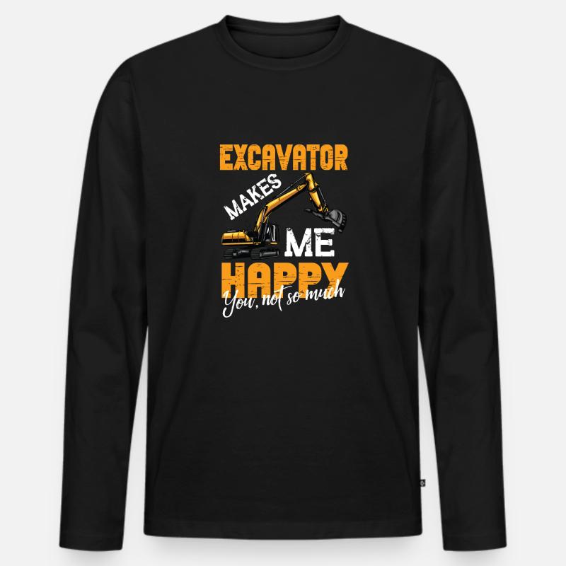 Lustiger Bagger Spruch für Baggerfahrer - Männer Premium Bio Langarmshirt - Schwarz