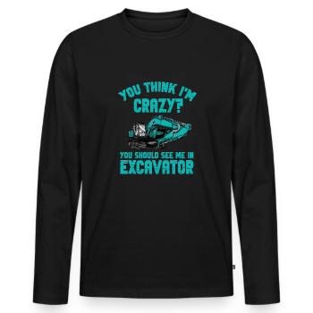 Lustiger Bagger Spruch für Baggerfahrer - Männer Premium Bio Langarmshirt - Schwarz - Vorne - Nico (187cm)