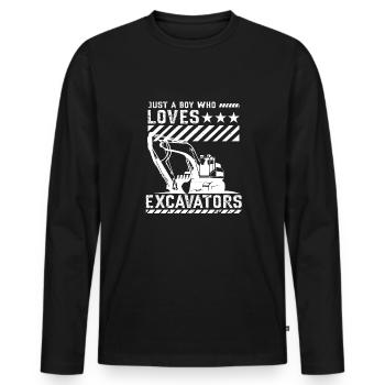 Lustiger Bagger Spruch für Baggerfahrer - Männer Premium Bio Langarmshirt - Schwarz - Vorne - Nico (187cm)