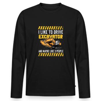 Lustiger Bagger Spruch für Baggerfahrer - Männer Premium Bio Langarmshirt - Schwarz - Vorne - Nico (187cm)
