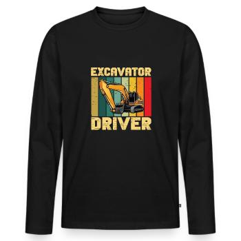 Lustiger Bagger Spruch für Baggerfahrer - Männer Premium Bio Langarmshirt - Schwarz - Vorne - Nico (187cm)