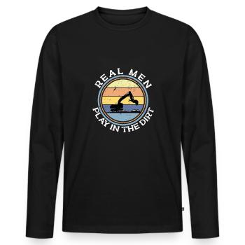 Lustiger Bagger Spruch für Baggerfahrer - Männer Premium Bio Langarmshirt - Schwarz - Vorne - Nico (187cm)