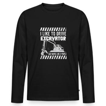 Lustiger Bagger Spruch für Baggerfahrer - Männer Premium Bio Langarmshirt - Schwarz - Vorne - Nico (187cm)