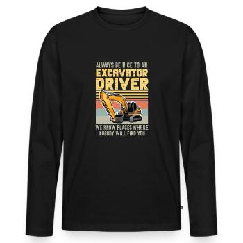 Lustiger Bagger Spruch für Baggerfahrer - Männer Premium Bio Langarmshirt - Schwarz - Vorne - Nico (187cm)