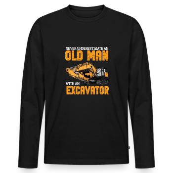 Lustiger Bagger Spruch für Baggerfahrer - Männer Premium Bio Langarmshirt - Schwarz - Vorne - Nico (187cm)