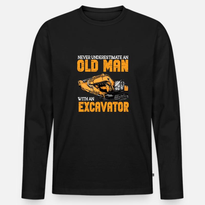 Lustiger Bagger Spruch für Baggerfahrer - Männer Premium Bio Langarmshirt - Schwarz