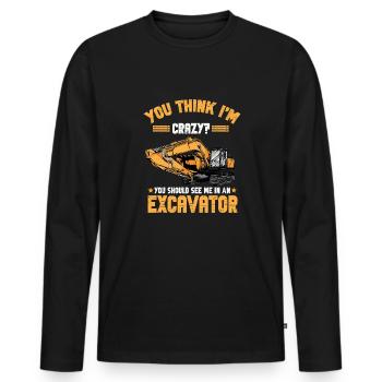 Lustiger Bagger Spruch für Baggerfahrer - Männer Premium Bio Langarmshirt - Schwarz - Vorne - Nico (187cm)