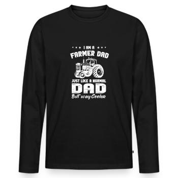 Lustiger Landwirt Spruch mit Traktor - Männer Premium Bio Langarmshirt - Schwarz - Vorne - Nico (187cm)
