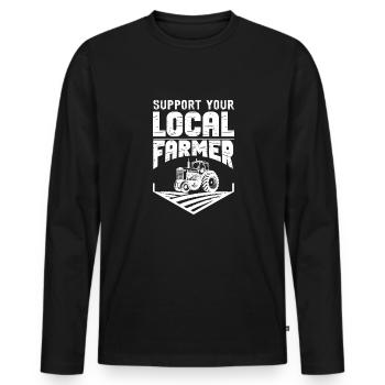 Lustiger Landwirt Spruch mit Traktor - Männer Premium Bio Langarmshirt - Schwarz - Vorne - Nico (187cm)