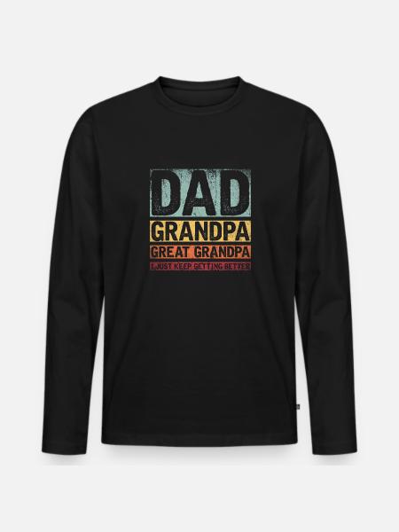 Far Bedstefar Oldefar - Premium økologisk langærmet T-shirt til mænd - sort