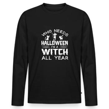 Grusel Halloweenspruch Spruch Halloween - Männer Premium Bio Langarmshirt - Schwarz - Vorne - Nico (187cm)