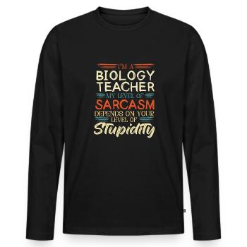Biologie Lehrer Motiv Naturwissenschaft - Männer Premium Bio Langarmshirt - Schwarz - Vorne - Nico (187cm)